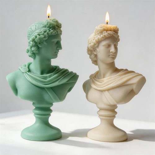 Busti classici di Apollo in verde menta e crema con capelli ricci