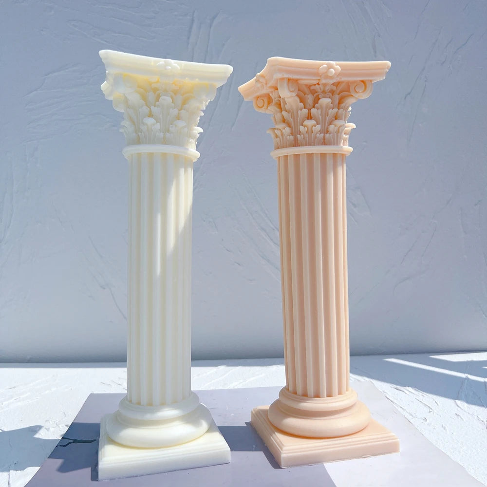 Cream and peach Corinthian-style column castings