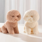 Peach and cream seated fluffy puppy castings with rounded heads