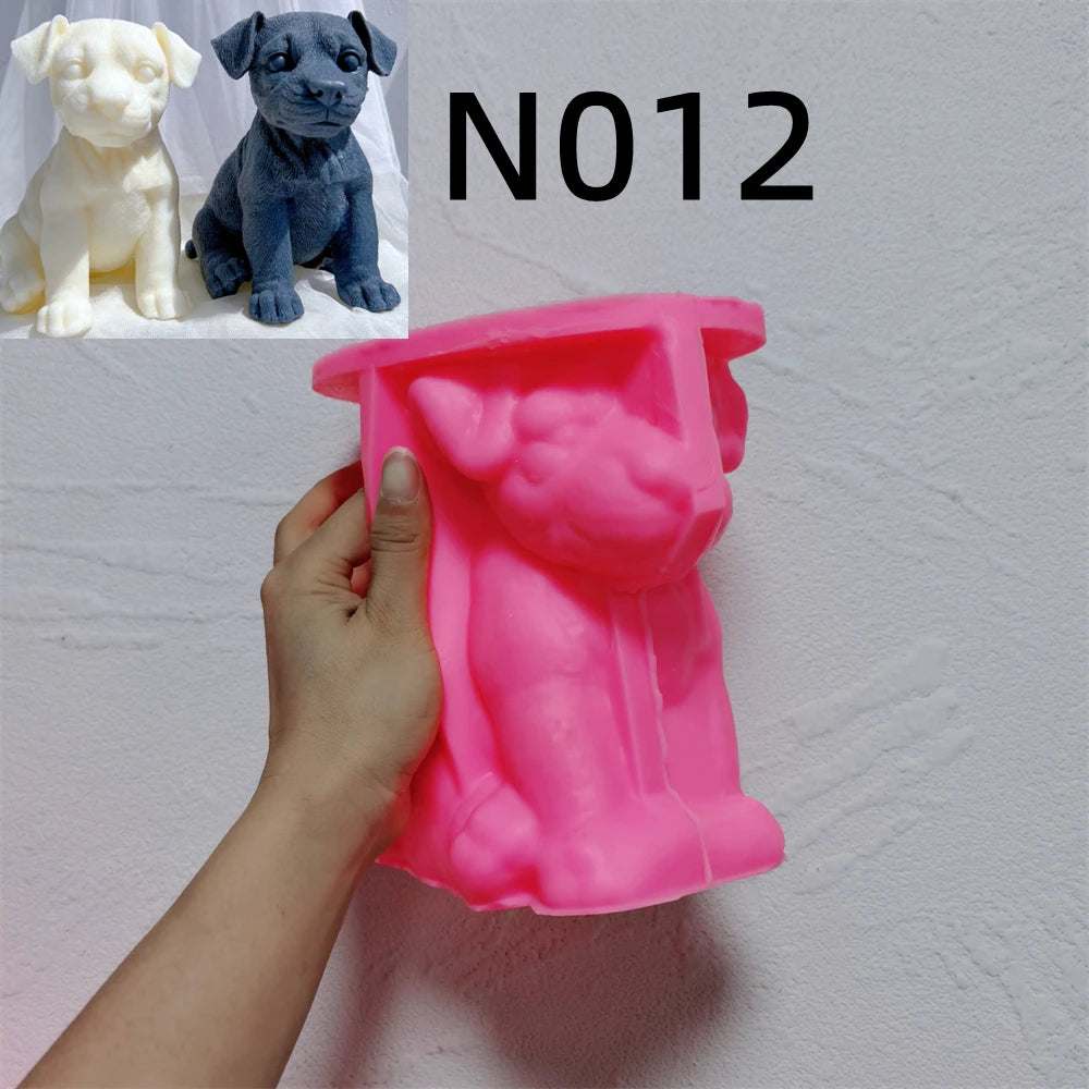 Pink silicone mold for perky-ear puppy design N012