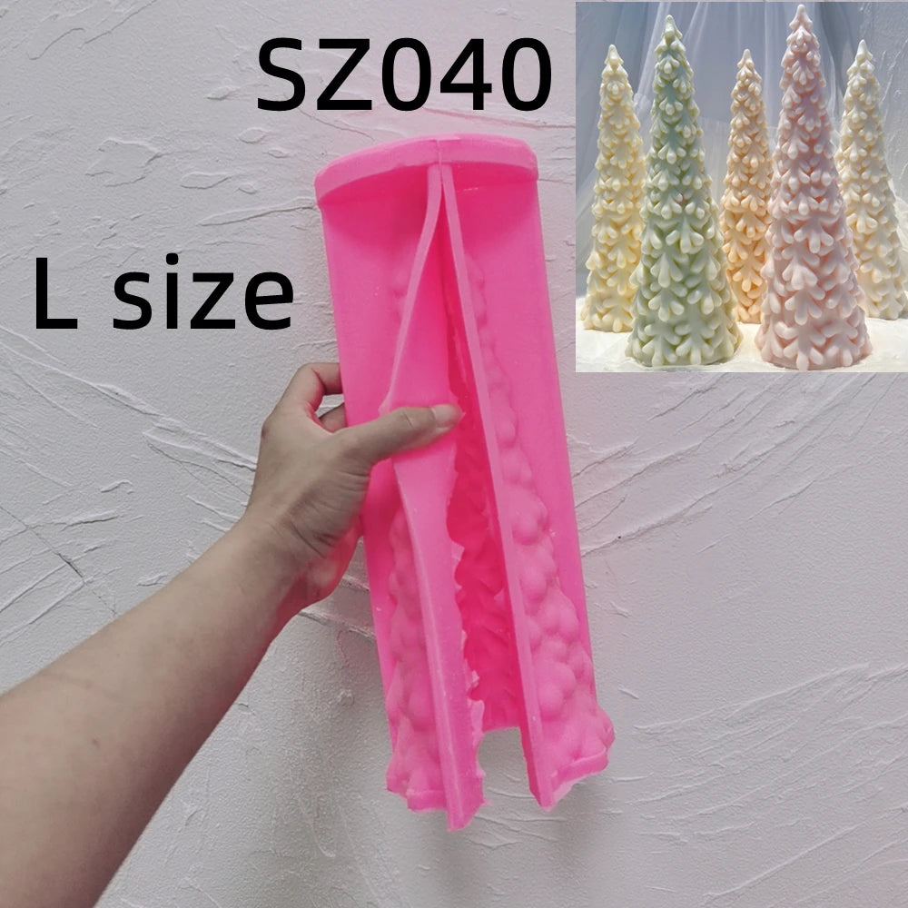 Pink silicone mold for large snowy Christmas tree style SZ040