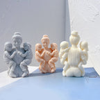 Mothers holding two children with joined arms