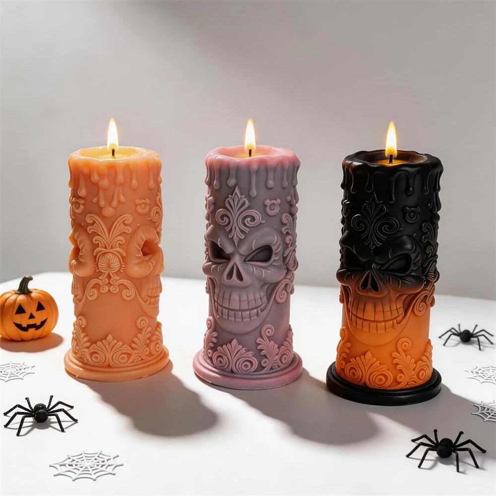 Orange, lilac and two-tone skull candle castings