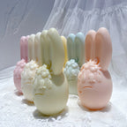 Bunny egg castings showing the raised flowers around their faces