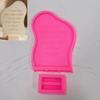 Pink silicone mold pieces for curved Hebrew-inscription plaque and separate stand