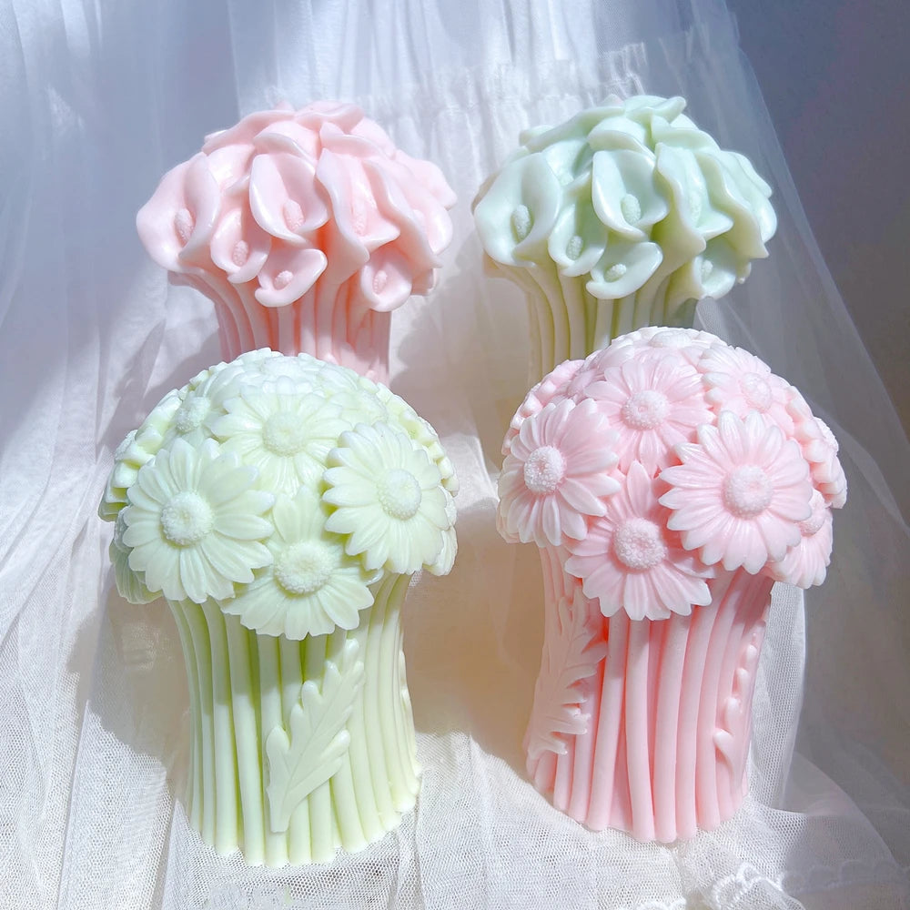 Daisy and calla lily bouquet castings displayed together