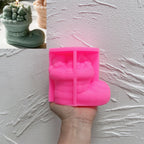 Pink Cottage Boot silicone mold with matching house-scene example