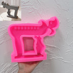 Pink silicone mold for the standing Chai-shaped multi-candle holder