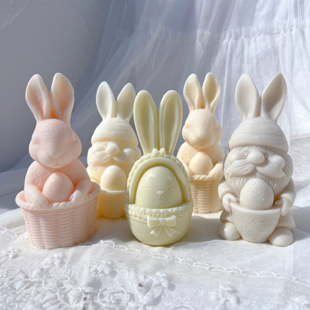 Three Easter egg basket and bunny gnome designs