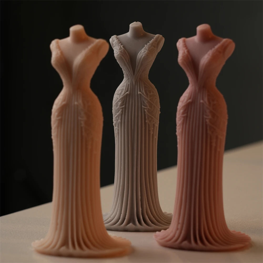 Three fitted bridal gown castings with narrow waistlines