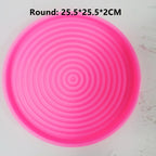 Pink Round tray mold with concentric ring grooves