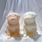 Peach and cream sitting pug candle castings