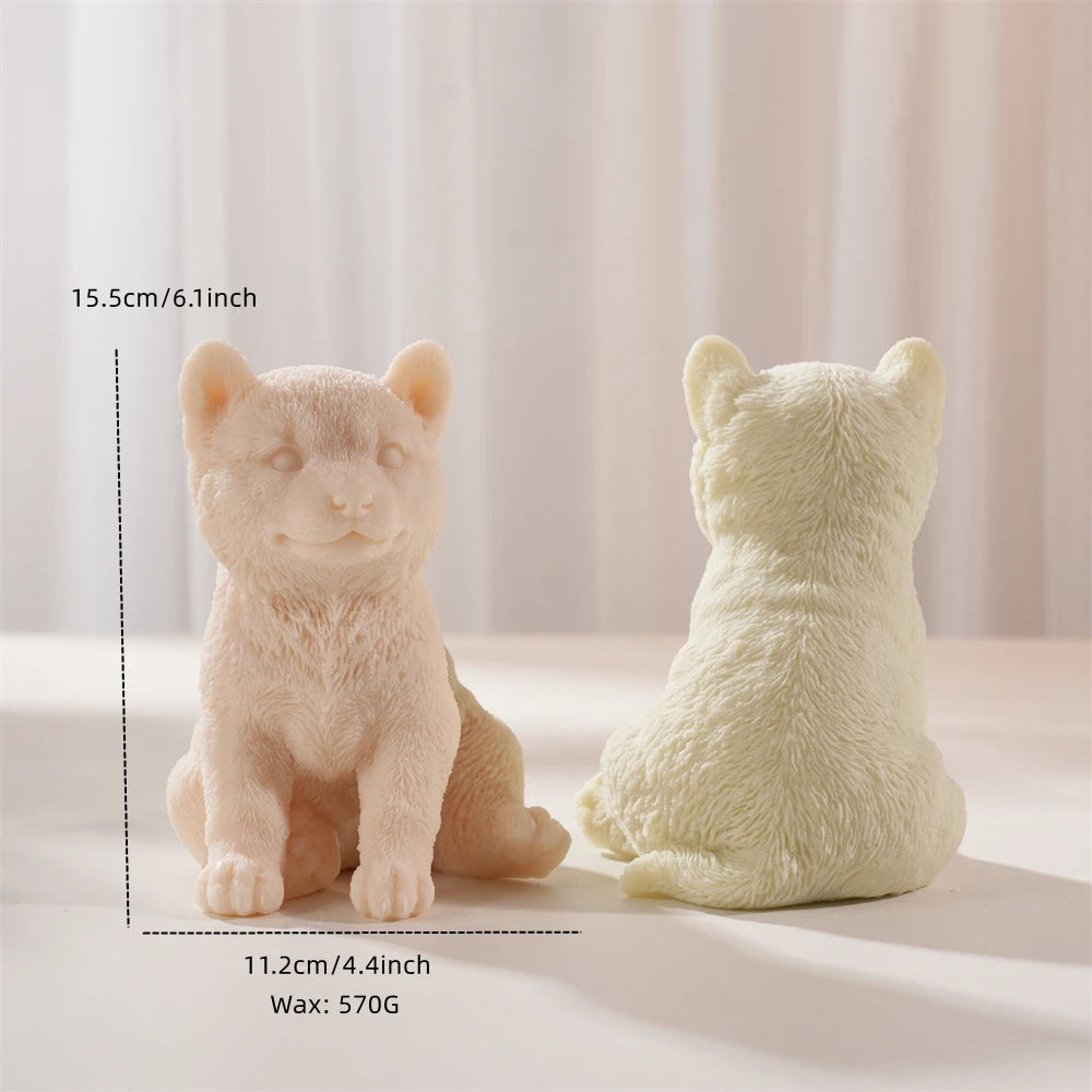 Shiba Inu casting size diagram showing 15.5 cm height, 11.2 cm width and 570 g wax reference