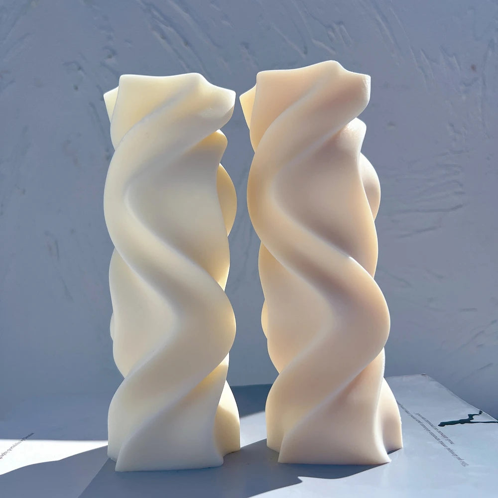 Two wave twist casting samples with irregular top edges