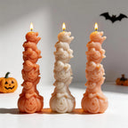 Orange and cream ghost pumpkin stack candle examples