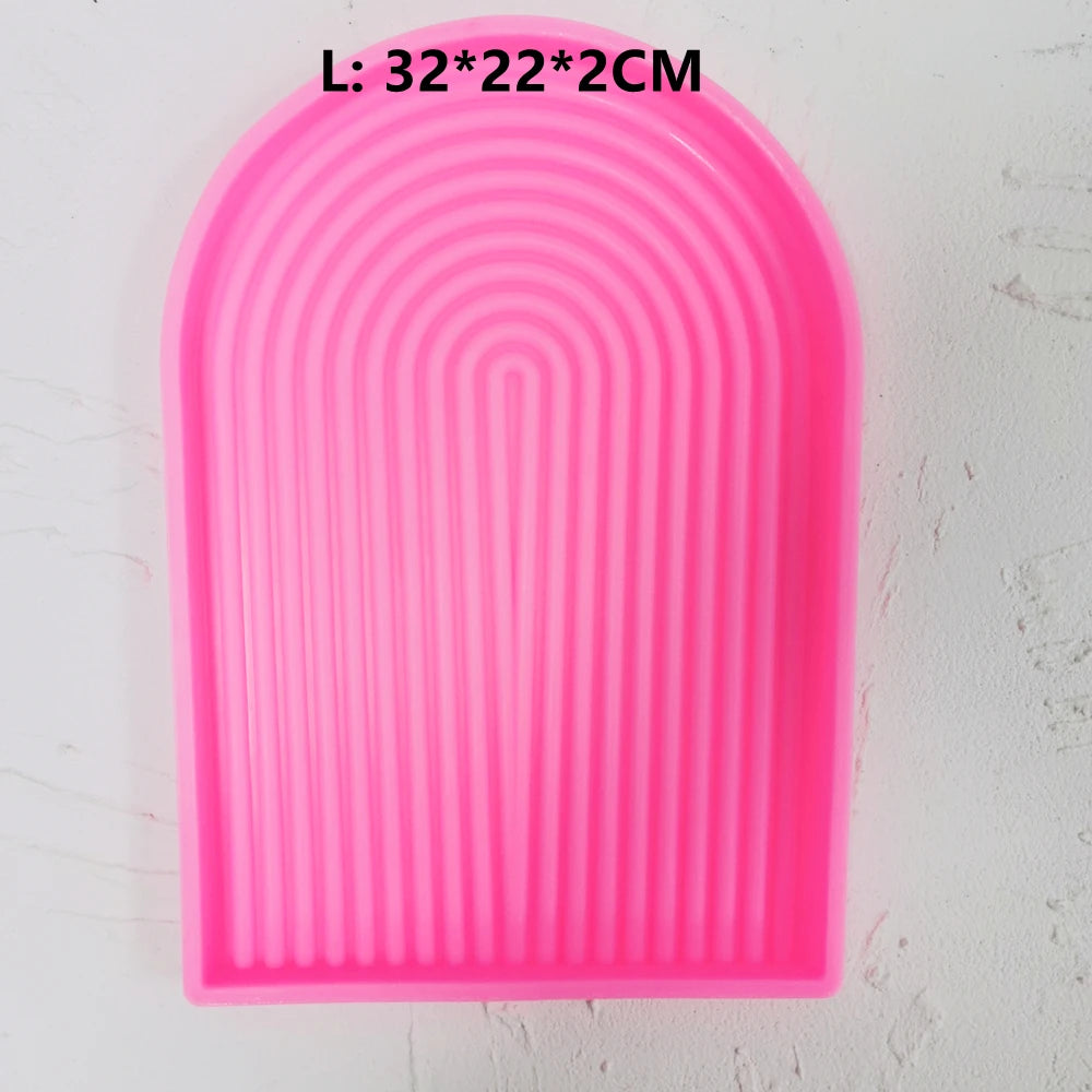 Pink Large Arch silicone mold with size annotation