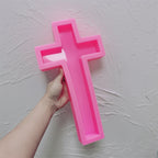 Pink silicone mold for straight-armed cross design