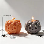 Ghost pumpkin size diagram showing 8.5 cm height, 9.2 cm width and 303 g wax reference