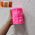 Pink silicone Halloween pillar mold with stitched doll cavity