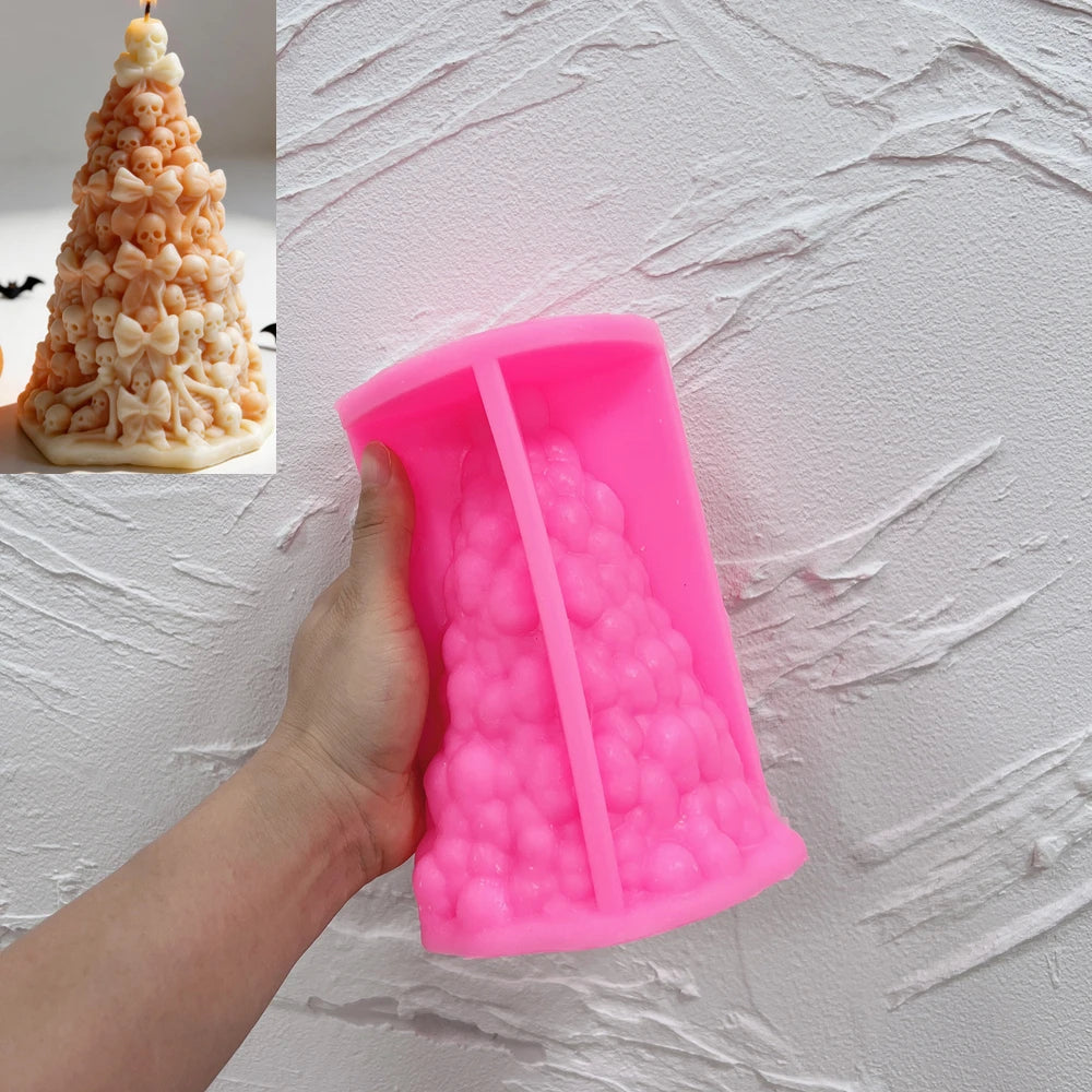 Pink silicone skull-and-bow tower mold