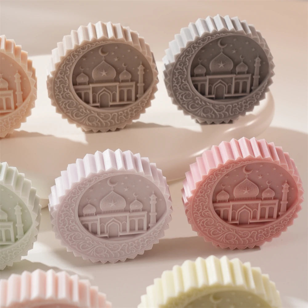 Decorative round Ramadan-themed medallions with patterned border