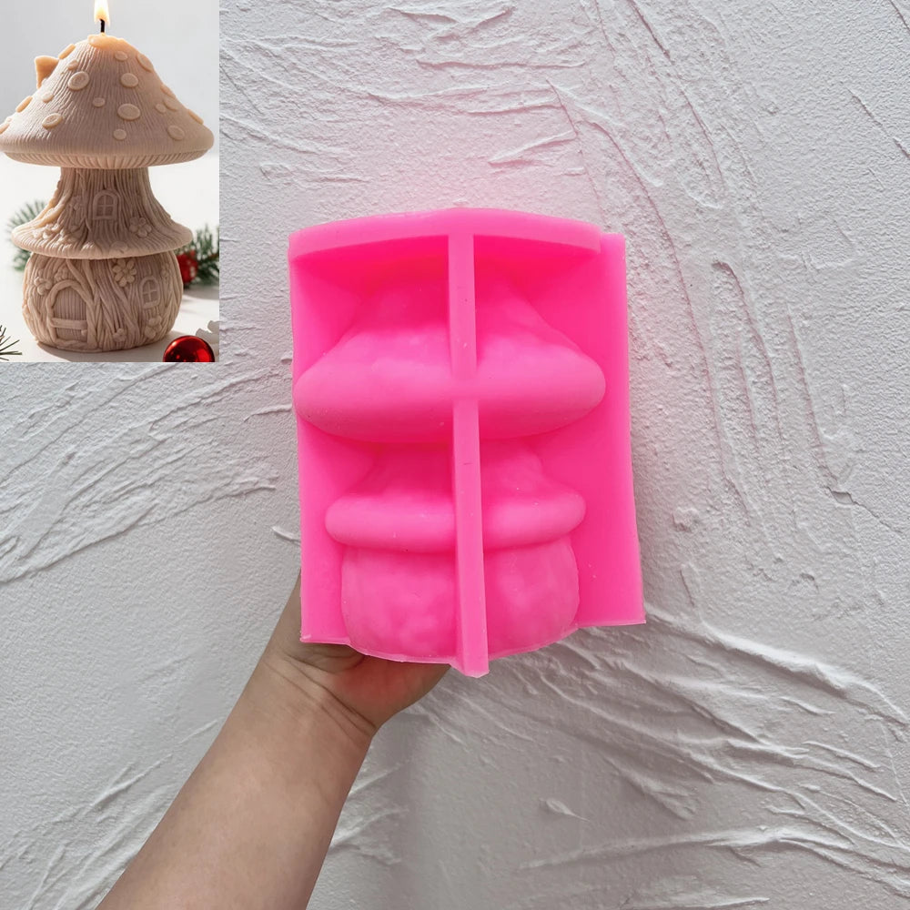 Pink silicone mold for tiered mushroom and round stem design