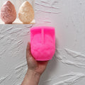 Pink silicone mold for larger horse-relief Easter egg candle