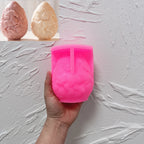 Pink silicone mold for larger horse-relief Easter egg candle