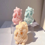 Pastel squirrel candle castings viewed from different angles