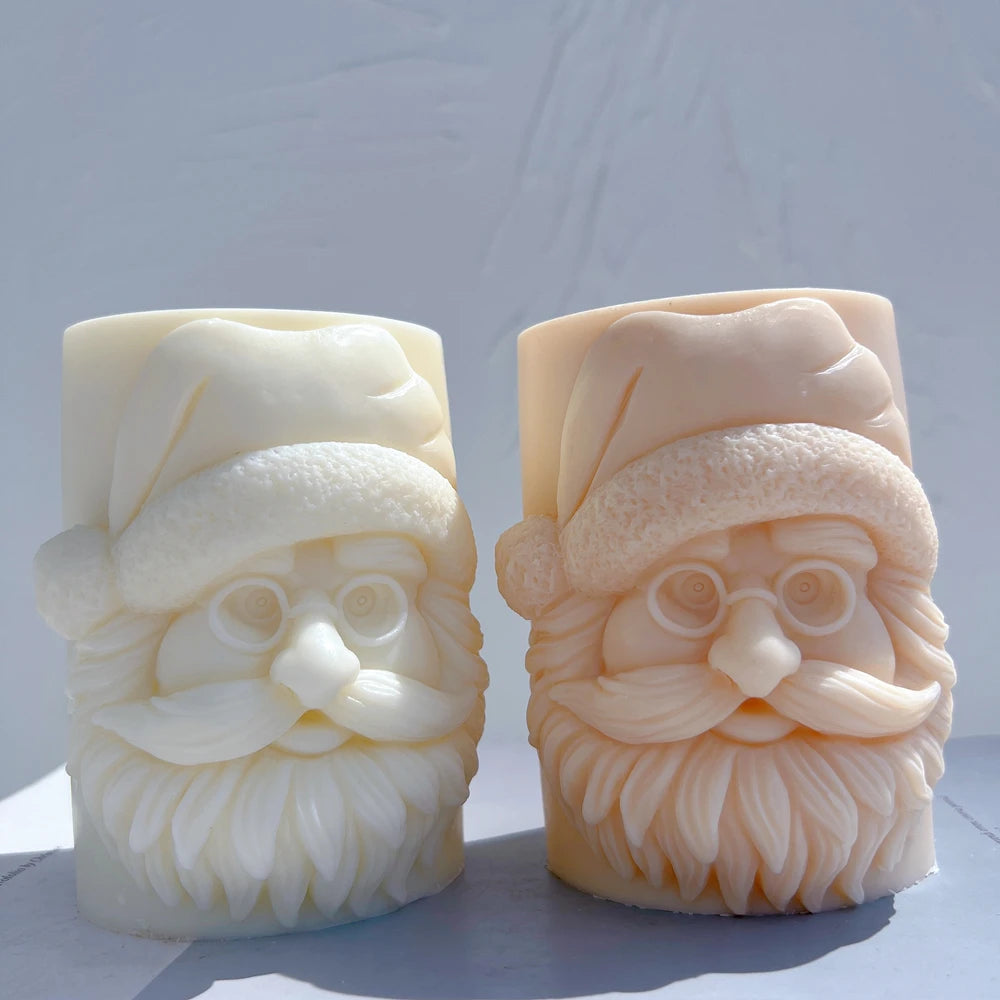 Angled Santa face pillars with layered beards