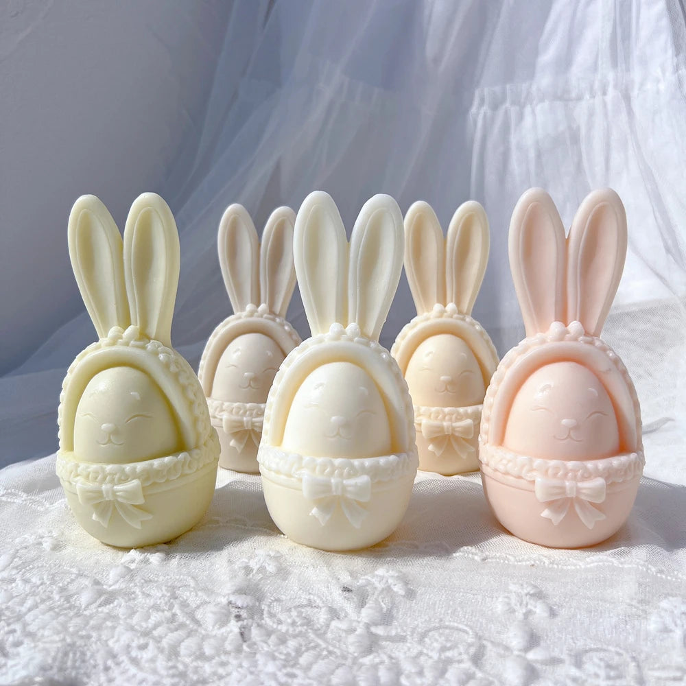 Bunny-ear egg basket castings with decorated rims