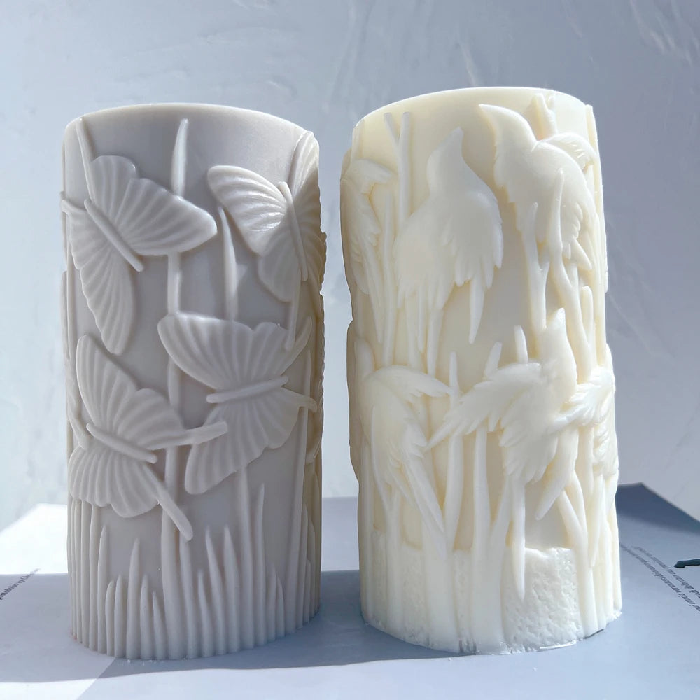 Butterfly and bird pillar casting designs side by side