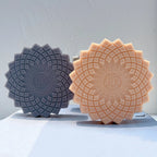 Dark blue and peach Allah calligraphy rosette castings