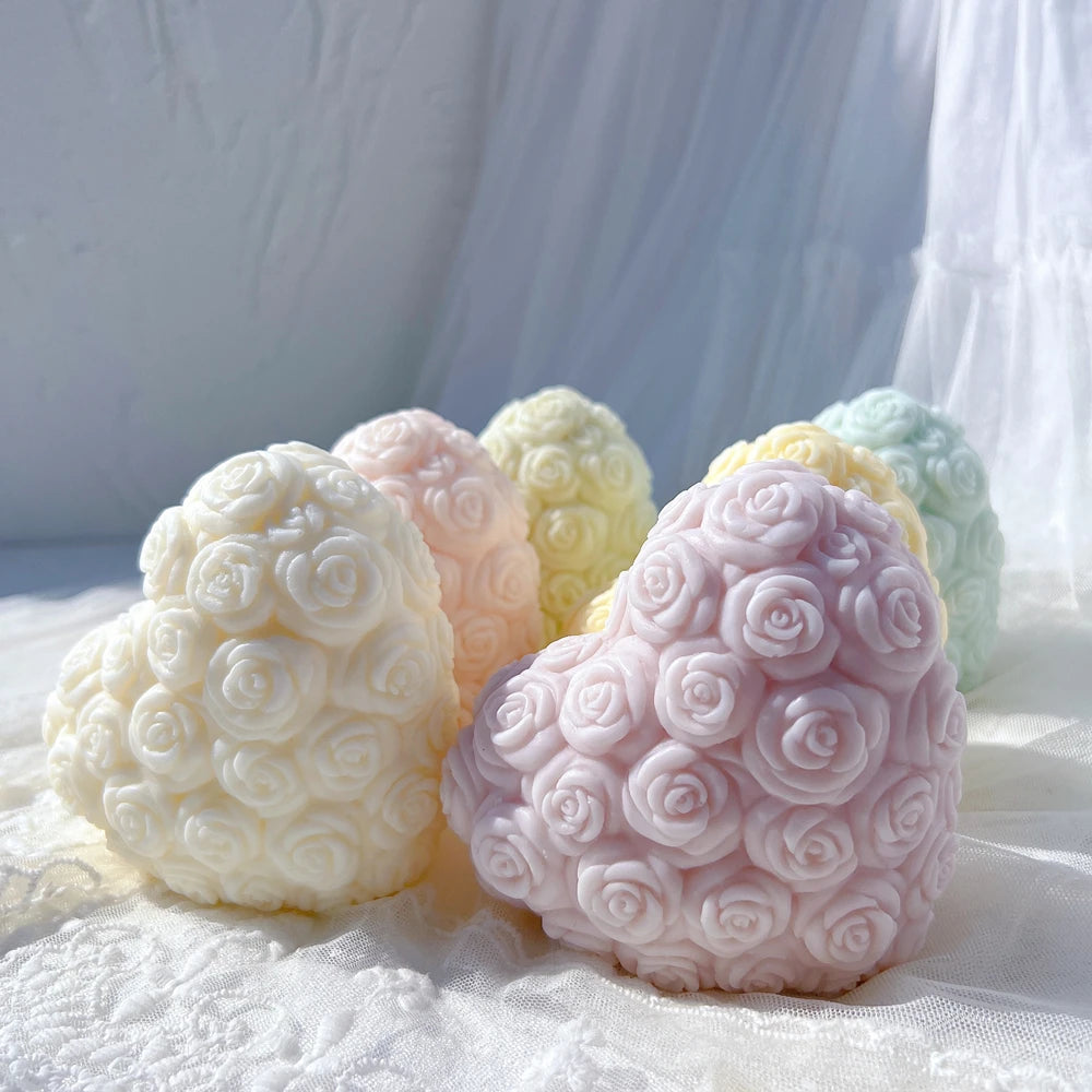 Rose heart castings with dense floral relief
