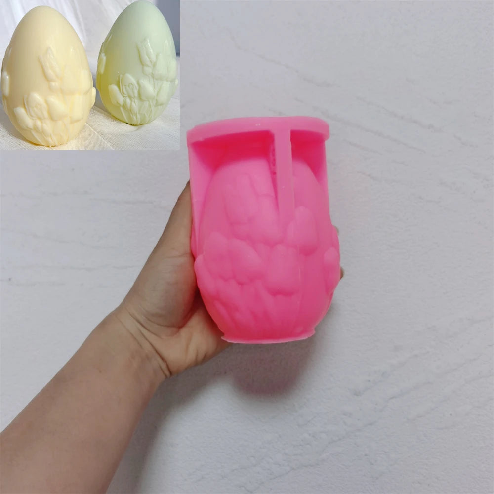 Pink Tulips egg mold with matching bud-and-stem examples