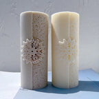 Close view of raised floral mandalas on smooth pillars