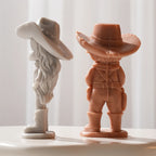 Rear and side views of western figures with hats and boot details