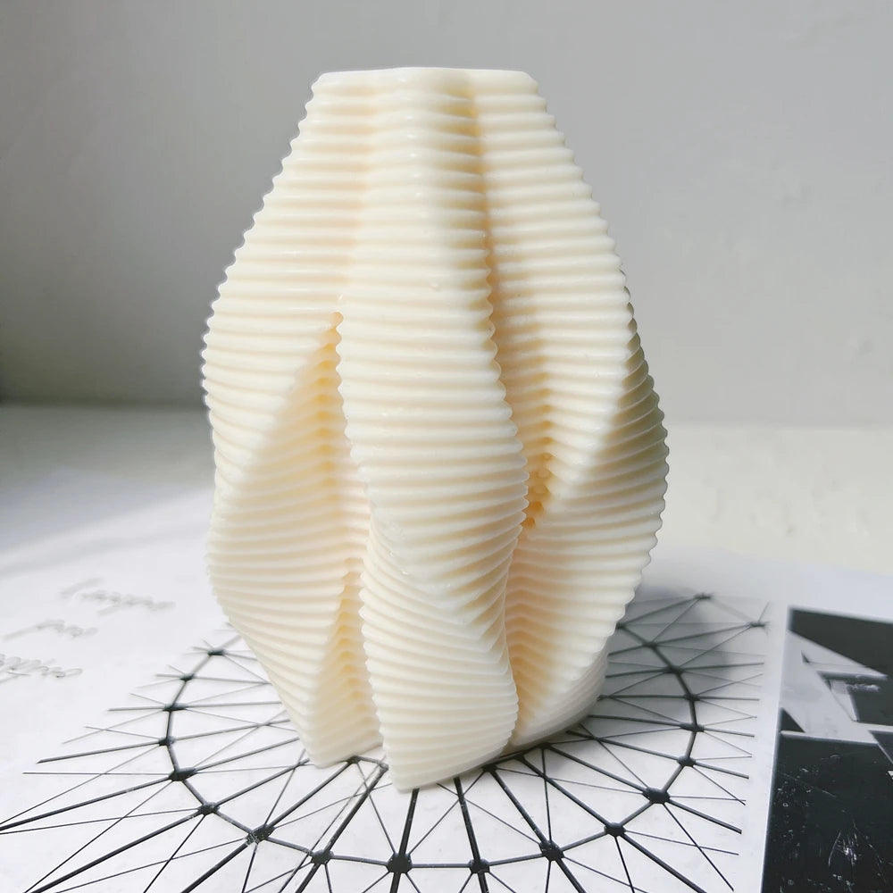 Ribbed wave casting displayed on a patterned surface