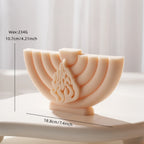 Menorah relief chart showing 10.7 cm height, 18.8 cm width and 234 g wax estimate