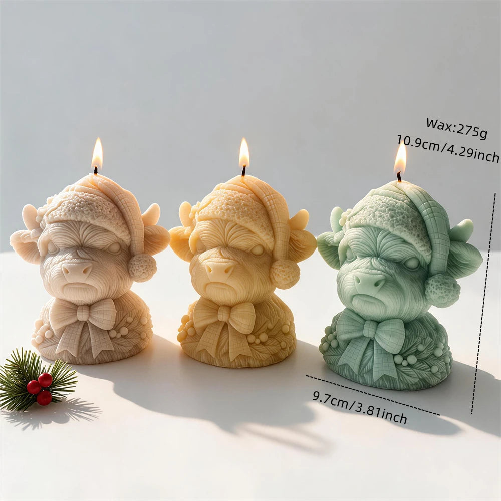 Cow diagram showing 10.9 cm height 9.7 cm width and 275 g wax estimate
