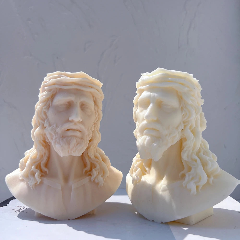 Two bearded busts showing the crown and shoulder bases