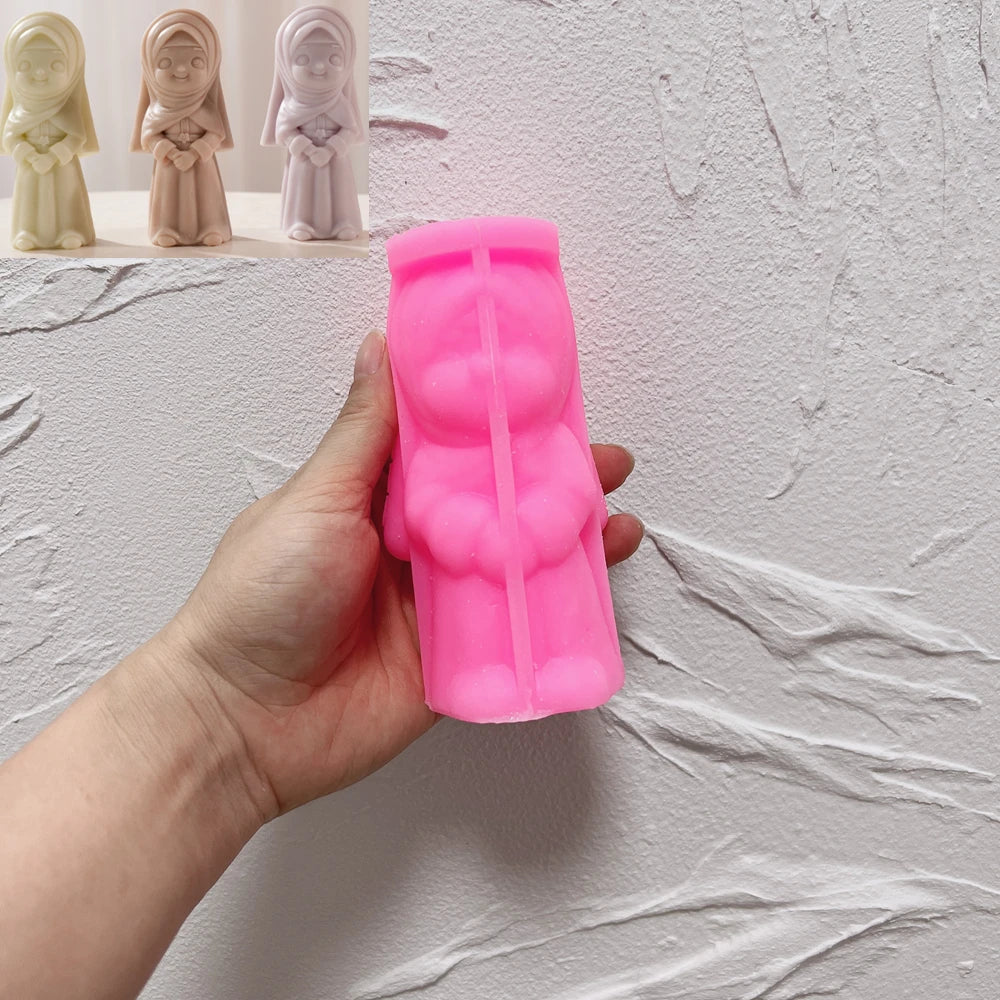 Pink Headscarf Girl silicone figure mold