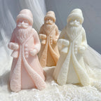 Three long-coat Santa castings with buttons and mittened hands