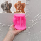 Pink silicone mold for praying girl with wings and folded hands