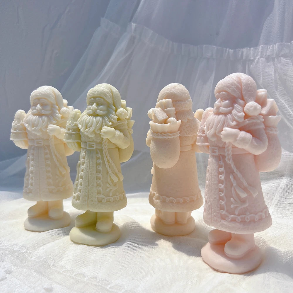 Front and rear views of the gingerbread-style Santa figure