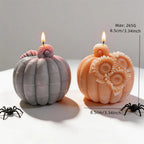Pumpkin size diagram showing 8.5 cm height, 8.5 cm width and 265 g wax reference