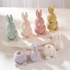 Strawberry-textured rabbit jars shown closed and with head lids removed