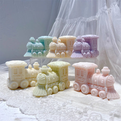Pastel steam train castings with cab windows and round wheels