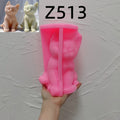 Pink silicone seated cat mold labeled Z513