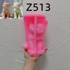 Pink silicone seated cat mold labeled Z513